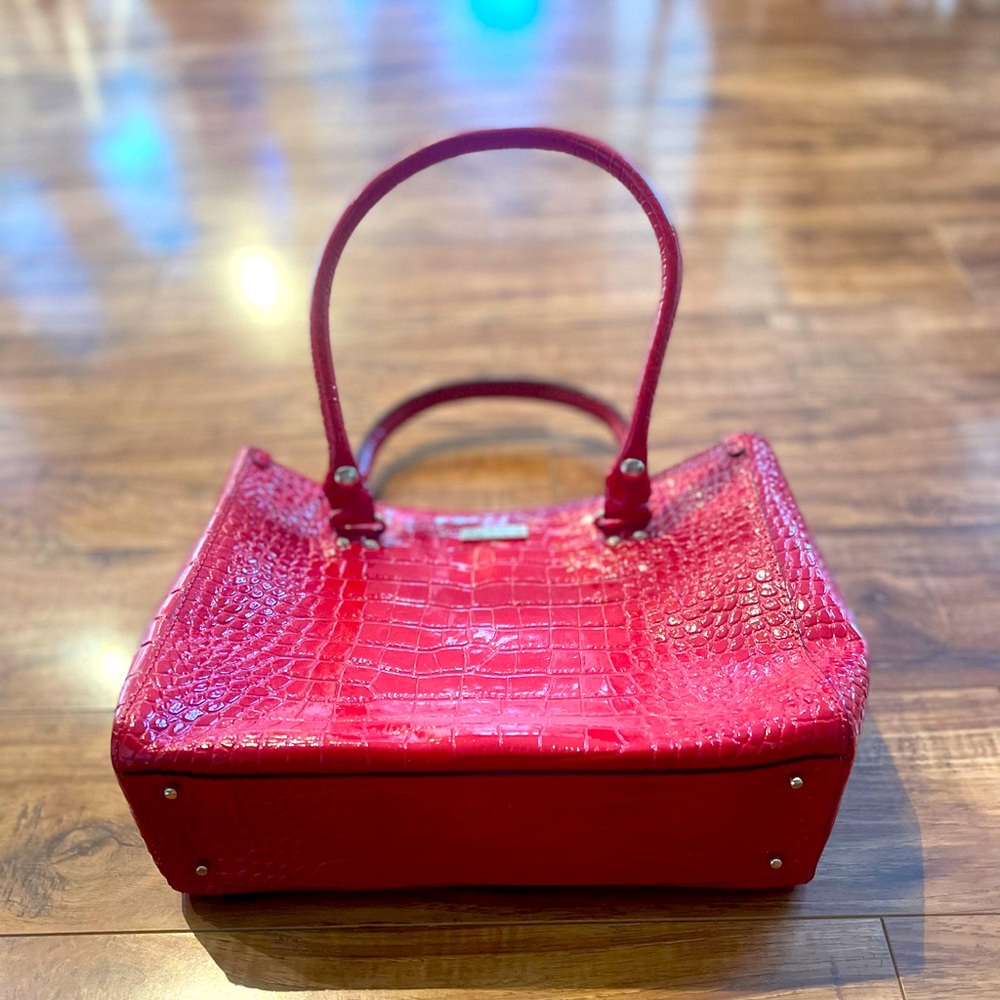 kate spade red faux crocodile handbag